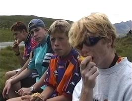 Lunch just off the main road approaching Nant Cynnyd, 13.7 miles into the ride